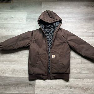Carhartt Dark Brown Quilted Hooded Jacket